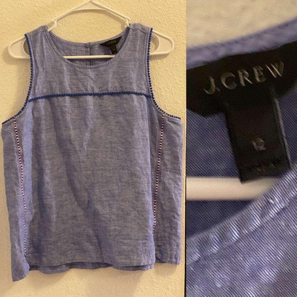 Jcrew blue linen cotton tank top